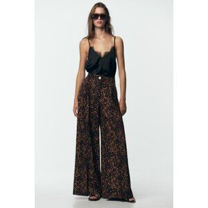 ZARA ANIMAL PRINT PALAZZO TROUSERS